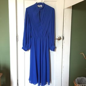 1970s ZiZi by Barbara Chodos Blue Poly Dress